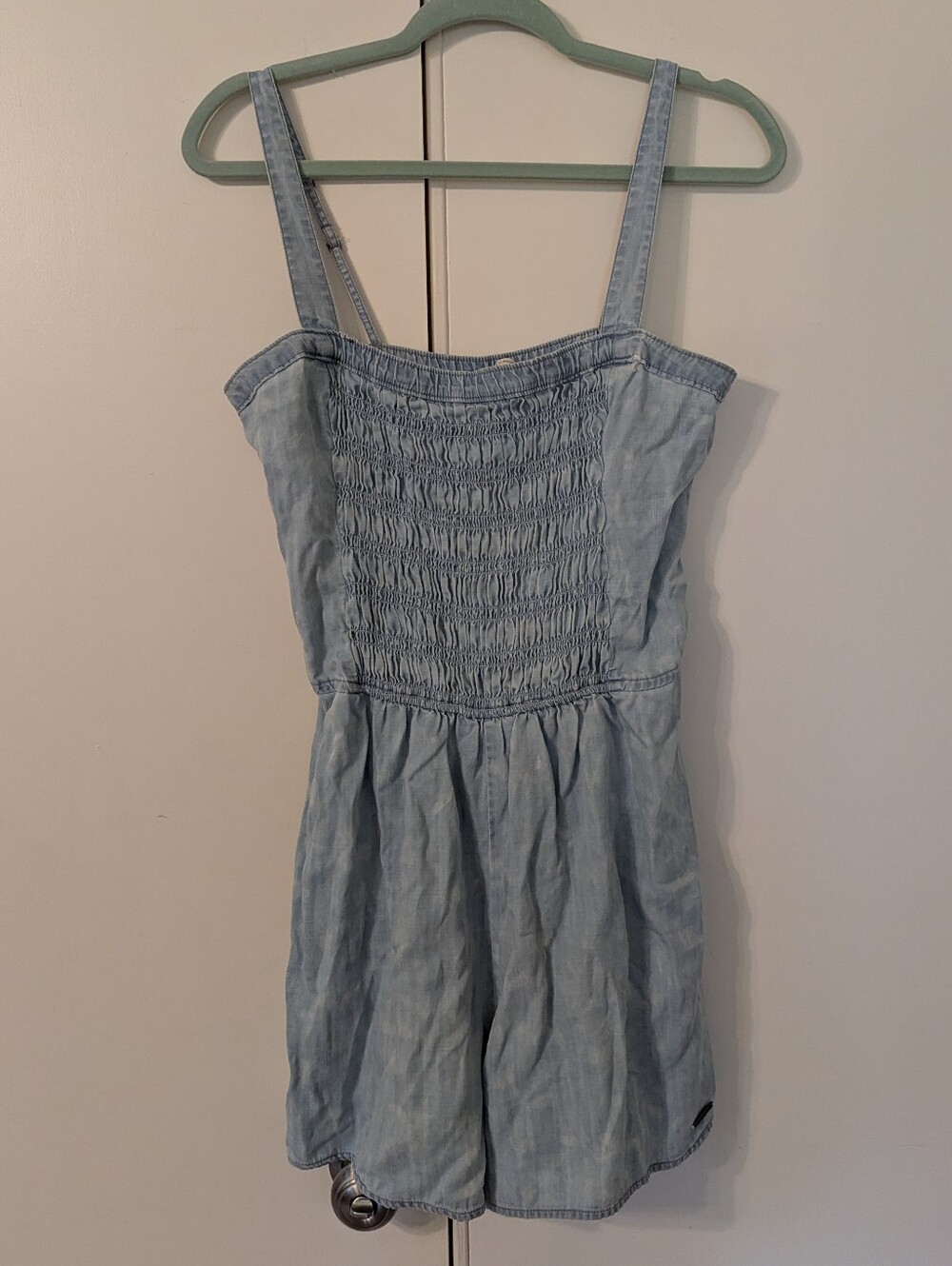 Abercrombie & Fitch Light Blue Denim Smocked Romper